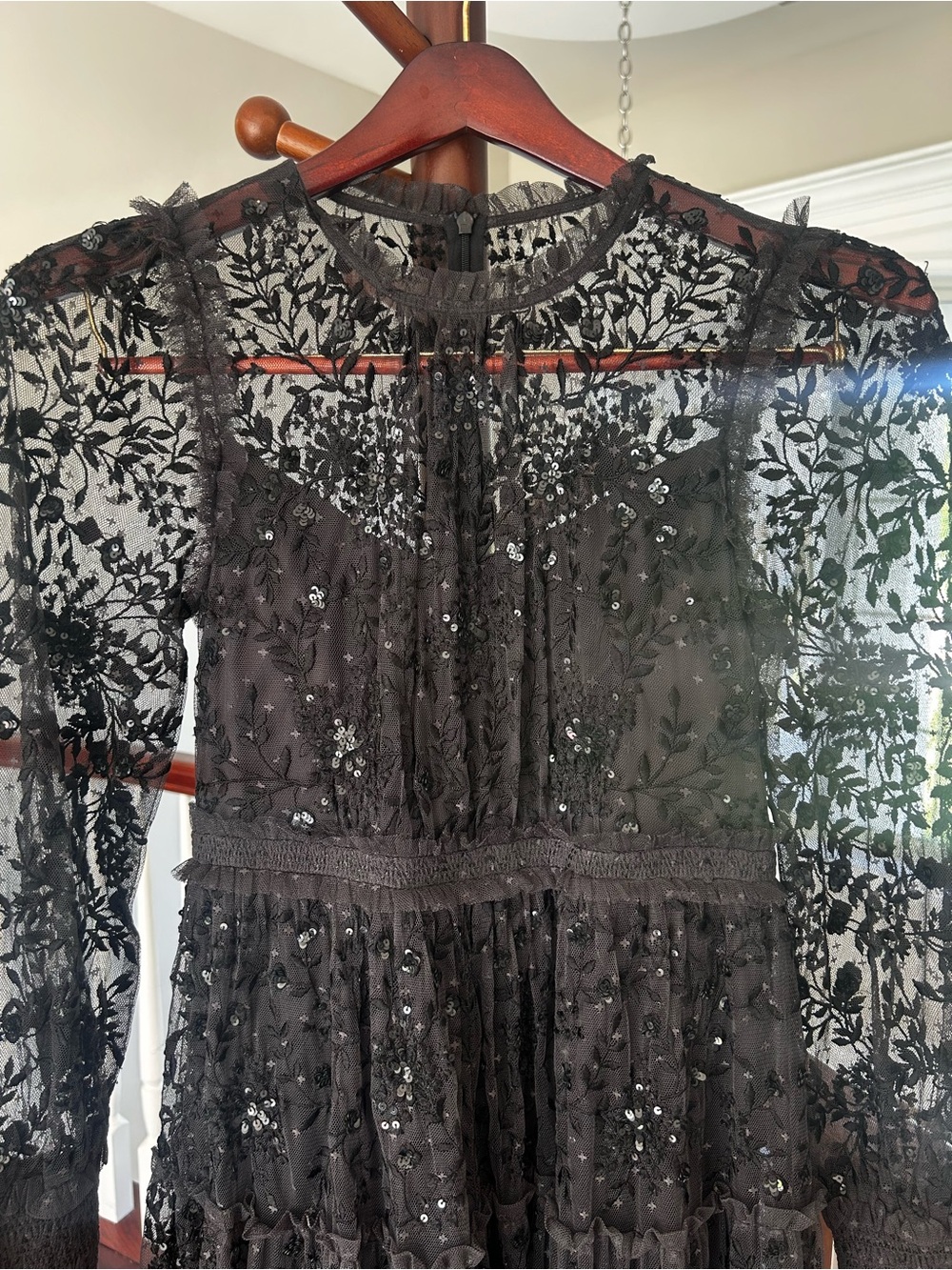 Needle & Thread Black Lace and Sequin Maxi Dress - Picture 2 of 9